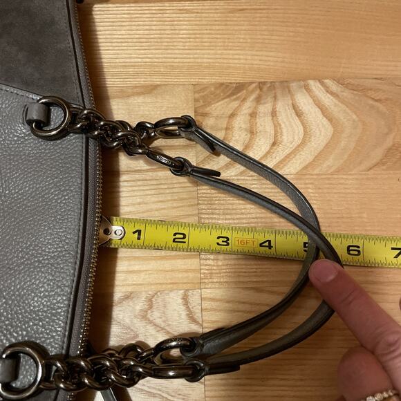 Coach 20166 Chain Prairie Satchel Leather Suede HEATHER GREY $325 Purse Hand Bag - Picture 12 of 16